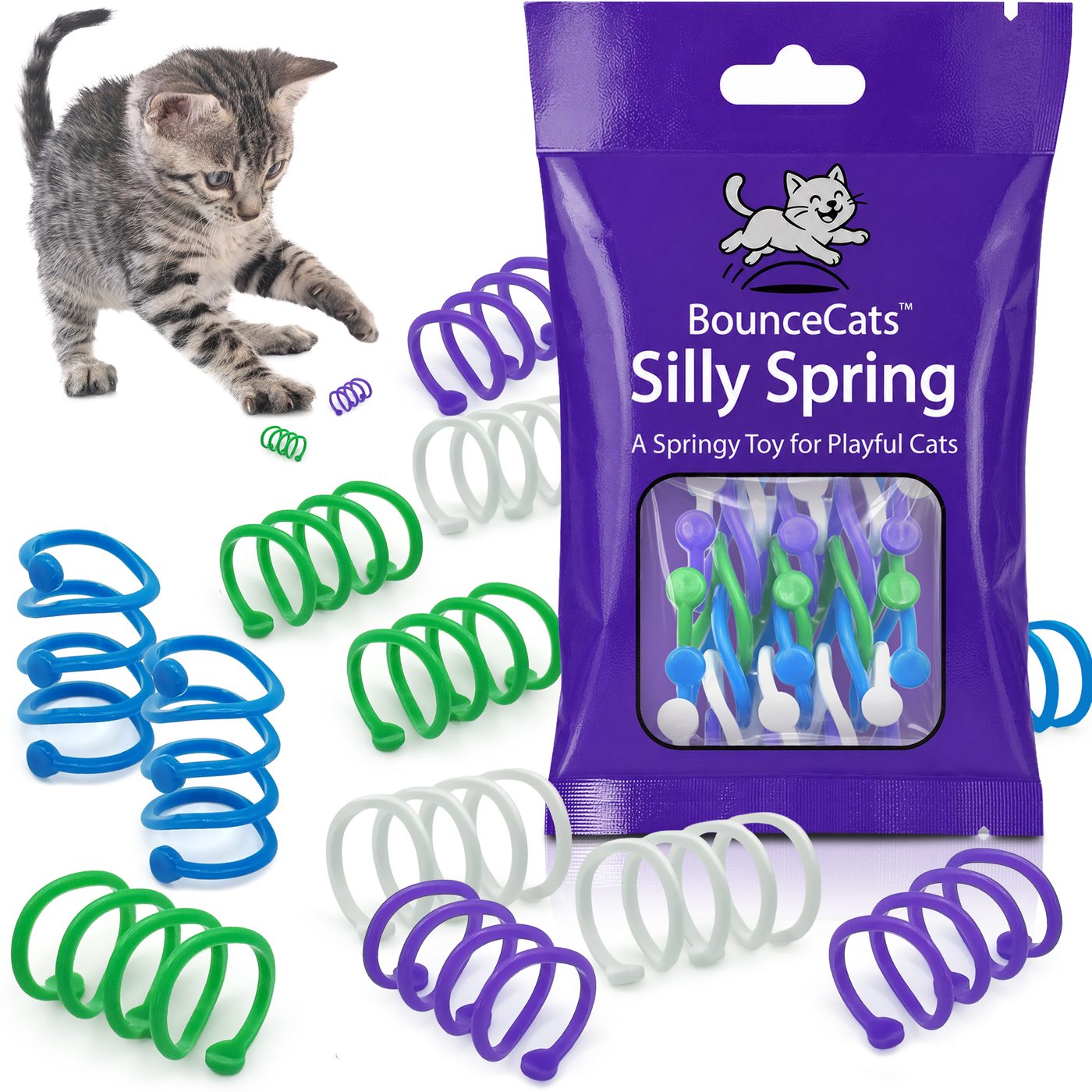 BounceCats Silly Spring 12-pack with kitten and assorted colored springs